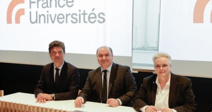 Le nouveau Bureau de France Universités, de gauche à droite : Jean-François Huchet, vice-président ; Lamri Adoui, président ; Hélène Boulanger vice-présidente ©France Universités