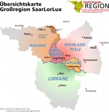 La Grande Région (Lorraine, Sarre, Rhénanie-Palatinat, Wallonie, Luxembourg