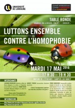 Affiche de la table ronde "Luttons ensemble contre l'homophobie"