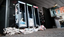 Journaux gratuits vandalisés au Danemark en 2010.