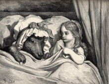 Le loup par Gustave Doré dans son illustration du « Petit Chaperon rouge ». Wikimedia