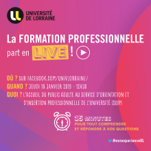 La formation professionnelle part en live à l'Université de Lorraine !