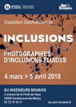 Affiche de l'exposition "Inclusions : photographies d'inclusions fluides" - BU Ingénieurs Brabois