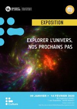 Affiche de l'exposition : "Explorer l'Univers, nos prochains pas"