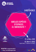 Conférence « Quelles espèces d’espaces à l’université ? » le 15 octobre 2020 - SU2IP - Université de Lorraine