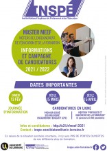 affiche campagne candidatures master MEEF 2021 2022