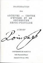 Couverture du livret d'inauguration des Archives Henri-Poincaré