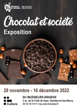 Affiche de l'expo : "Chocolat et société"