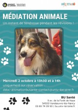 [Atelier] Médiation animale à la BU Santé le 2 octobre