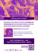 [Conférence] "Les enjeux politiques du sport au prisme des entreprises de politisation et de dépolitisation du Rassemblement National (1972-2022)" - Jeudi 19 décembre 2024