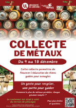 [Un geste pour recycler, une patte pour guider] Collecte de métaux à l'UFR STAPS Nancy (9 au 18 décembre 2024)