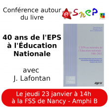 [Conférence] Les 40 ans de l'EPS à l'Éducation Nationale (jeudi 23 janvier - 14h - UFR STAPS Nancy)