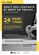 Affiche du colloque Droit des contrats et droit du travail
