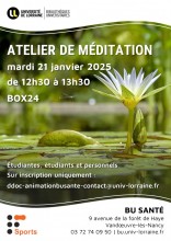 [Atelier] "Méditation" à la BU Santé le 21 janvier 