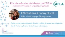 Prix mémoire AFLA - Fanny Ducel