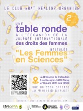 Femmes en sciences, Recherche scientifique, Égalité des genres, Carrière scientifique, Académie et recherche, Table ronde scientifique, What Health?, Université de Lorraine, ORION Recherche, Brasserie de l’Irlandais, Conciliation vie pro/perso, Maternité et carrière, Immigration et adaptation, Harcèlement académique, Inégalités en milieu scientifique, Mentorat féminin, Jeunes femmes en sciences