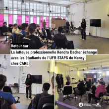 La lutteuse professionnelle Kendra Dacher échange avec les étudiants de l’UFR STAPS de Nancy  chez CARE