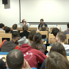 Régis Latouche et Hubert Charuel devant les étudiants de l'IECA - Photo : IECA