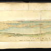 Emile Burnouf, voyage en Grèce (1848-1849). Recueil d'aquarelles. Baie de Salamine