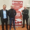 Photo des conférenciers devant kakémonos STAPS Management du sport