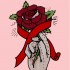 main gantée tenant une rose