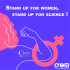 Une silouhette de femme montre ses biceps. "Stand up for women, stand up for science !" est indiqué