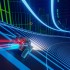 Jeu vidéo avec voiture de course sur un circuit