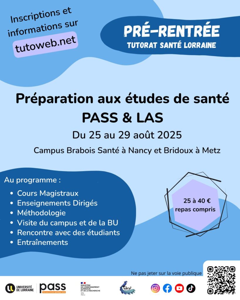 Université de Lorraine- Pré-rentrée : préparation aux études de santé PASS & LAS