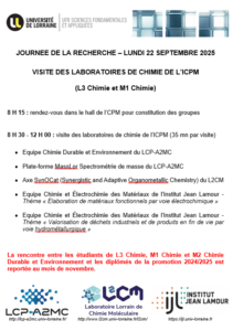 Vers l'article Les étudiants de L3 chimie et Master Chimie Durable et Environnement rencontrent les chercheurs dans leurs laboratoires à l’ICPM, METZ