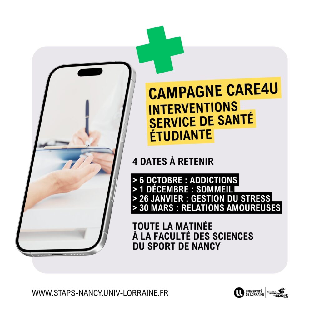 Campagne CARE4U - Le Service de Santé Étudiante du Vélodrome à l'UFR STAPS de Nancy