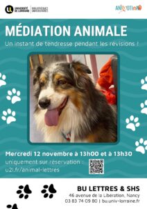 Vers l'article [Atelier] Médiation animale à la BU Lettres & SHS