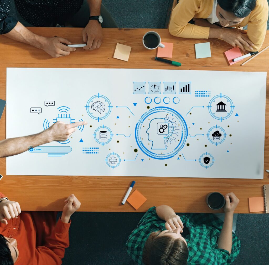 Personnes qui échangent autour d'une fresque