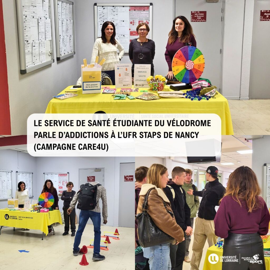 Le Service de Santé Étudiante du Vélodrome parle d’addictions à l’UFR STAPS de Nancy (Campagne CARE4U)