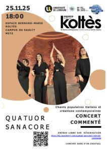 Vers l'article L’Italie en Lorraine : Le Quatuor vocal Sanacore fait vibrer l’UL ! Concert commenté gratuit