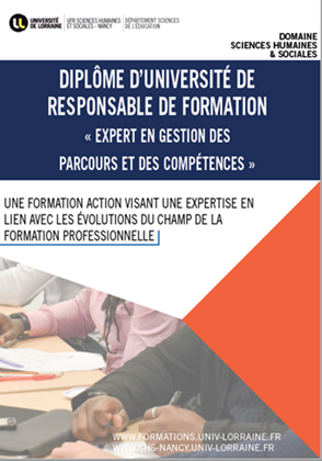 Diplôme d’Université de Responsable de Formation, “Expert en gestion des parcours et des compétences”, 